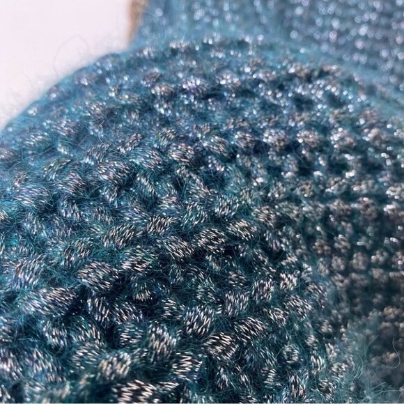 (Nude) Metallic Mohair and Wool blend  Chunky Knit Metallic Sweater Size Large - Picture 9 of 12